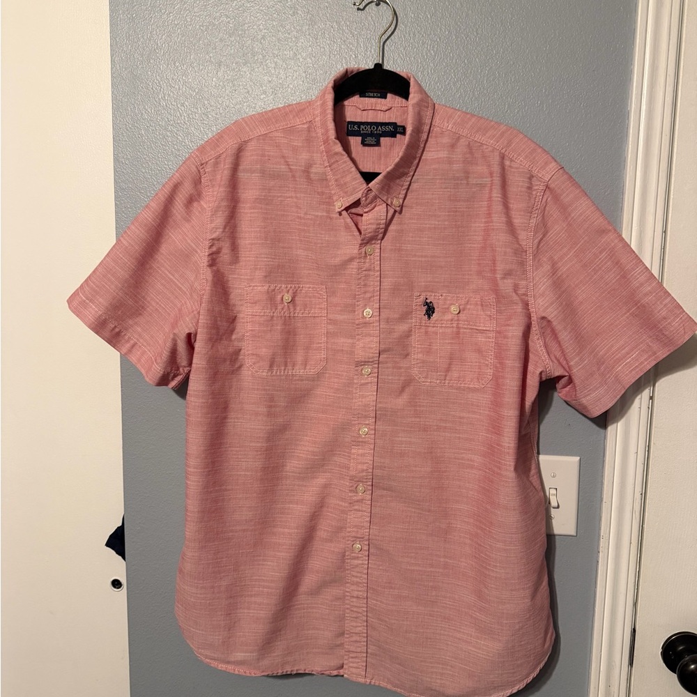 U.S. Polo Assn. Men’s Short Sleeve Button-Down Shirt - Light Pink